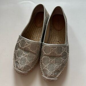 GUCCI Espadrilles Women's Silver Shoe